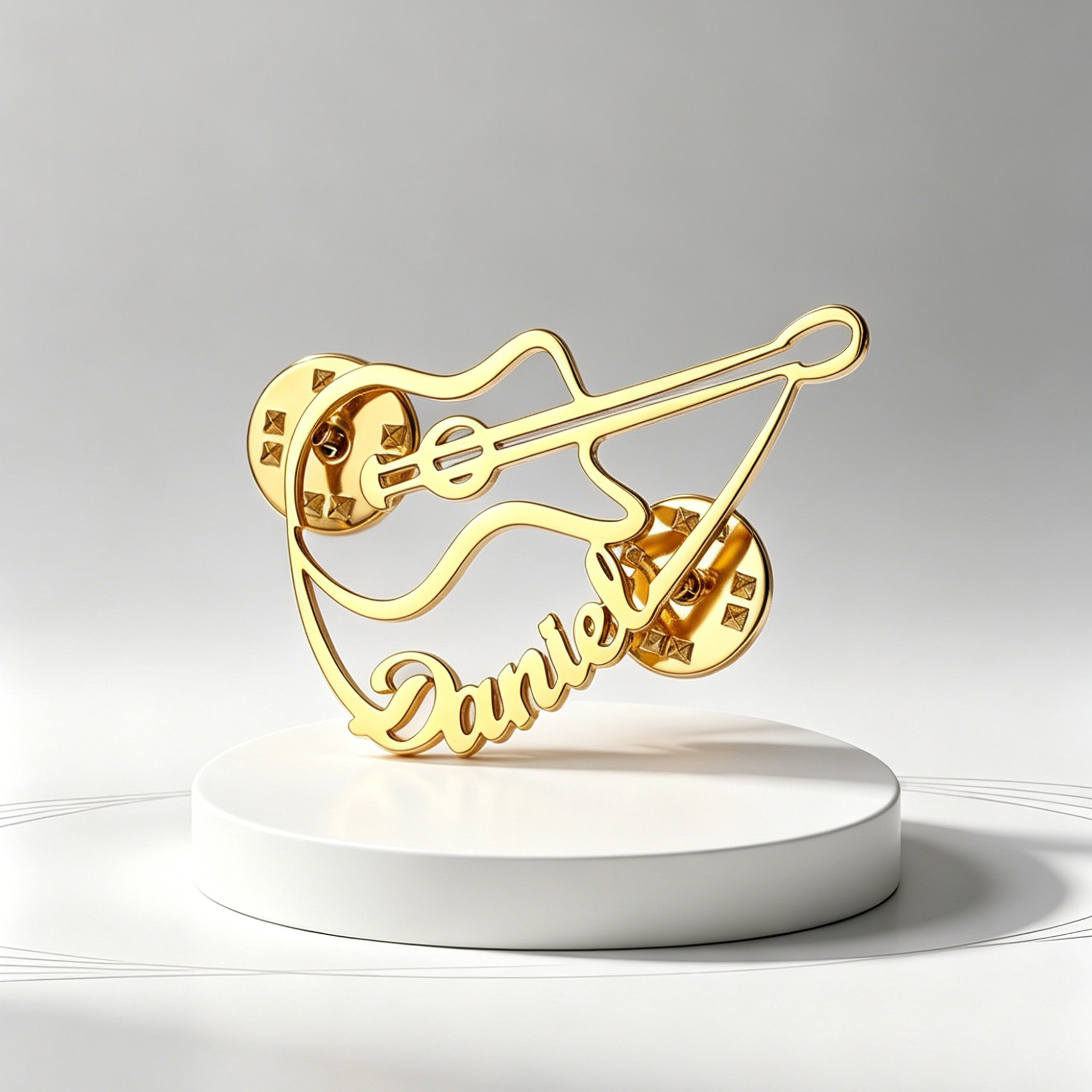 Musical Instrument With Name - Custom Violin Pin Brooch Stainless Steel