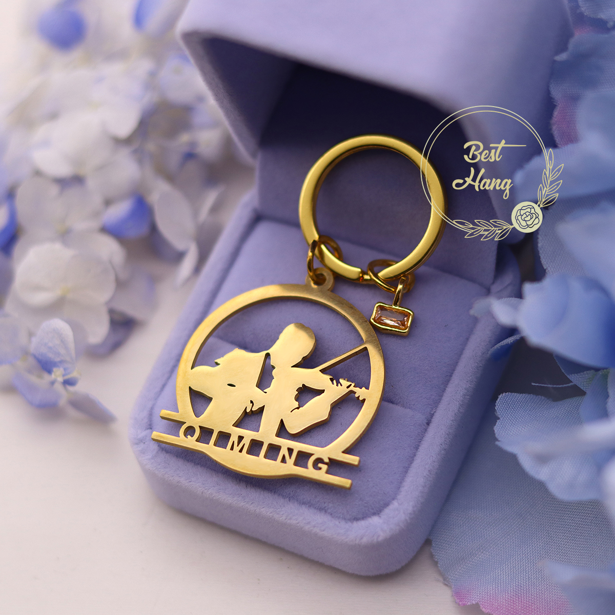 Musical Instrument With Name - Custom Name Birthstone Pendant Keychain Stainless
