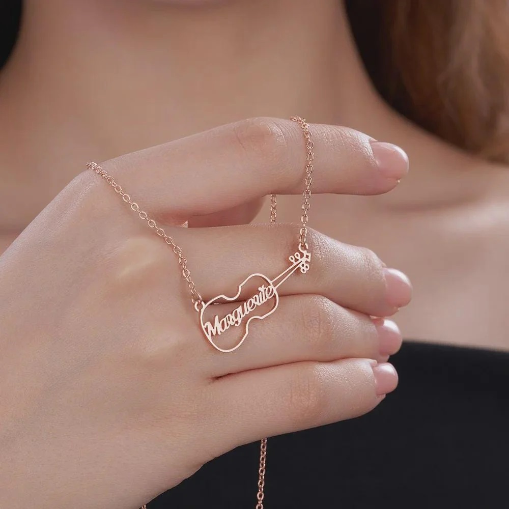 Musical Instrument With Name - Sipuris Personalized Violin Custom Name Necklace