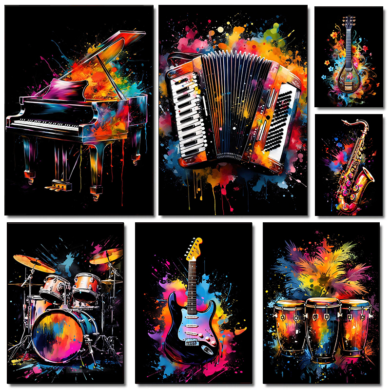 Musical Instrument Images - Classic Fashion Instruments Piano Guitar Music