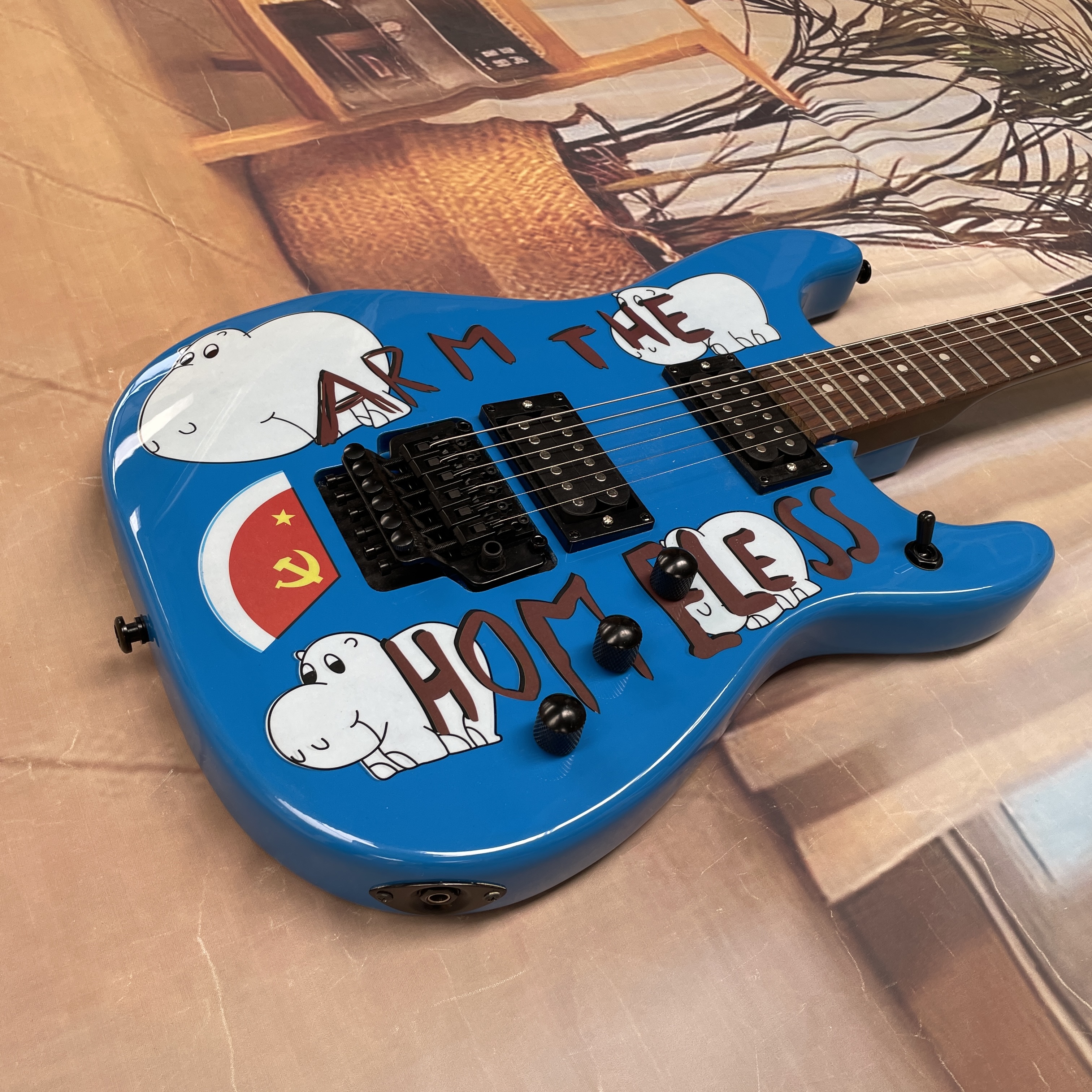 Blue background cartoon patter - огляд і ціна Electric Guitar Beginner