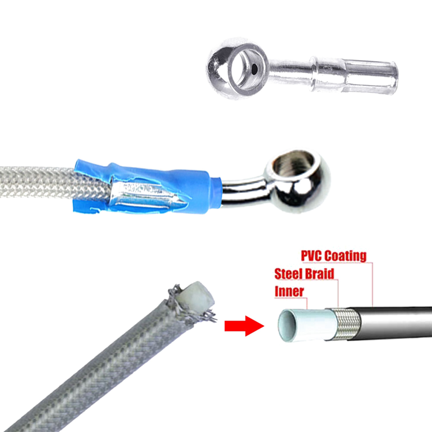 Blue 400mm-2200mm Brake Hose H - огляд і ціна Musical Instrument Banjo