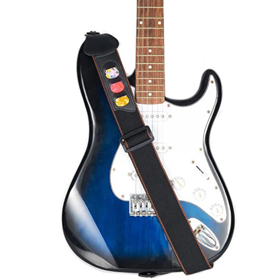 7Pcs/Set Guitar Strap Black PU - огляд і ціна Musical Instrument Art
