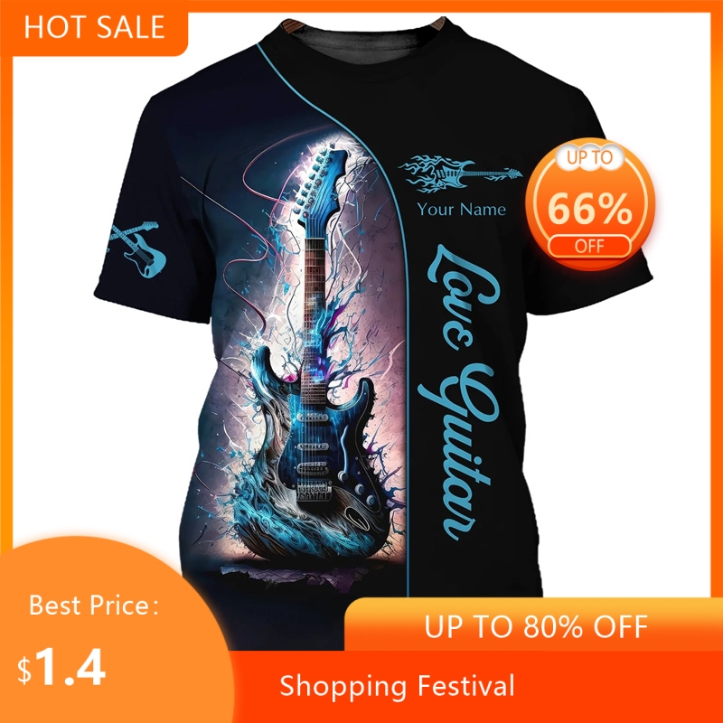 Fashion Guitar Bass 3D Print T - огляд і ціна Musical Instrument With Name