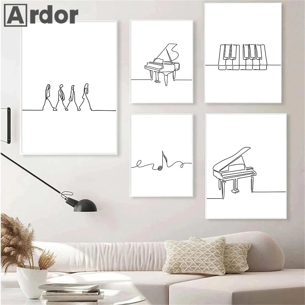 Nordic Piano Line Drawing Wall - огляд і ціна Musical Instrument Images