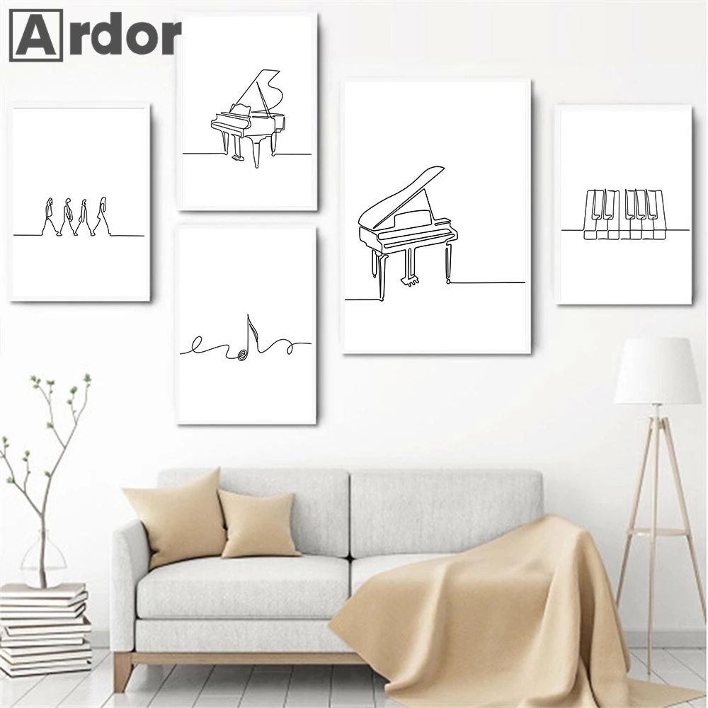 Nordic Piano Line Drawing Wall - огляд і ціна Musical Instrument Images