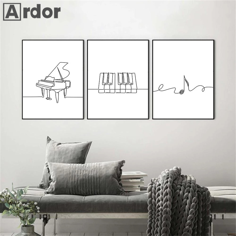 Nordic Piano Line Drawing Wall - огляд і ціна Musical Instrument Images