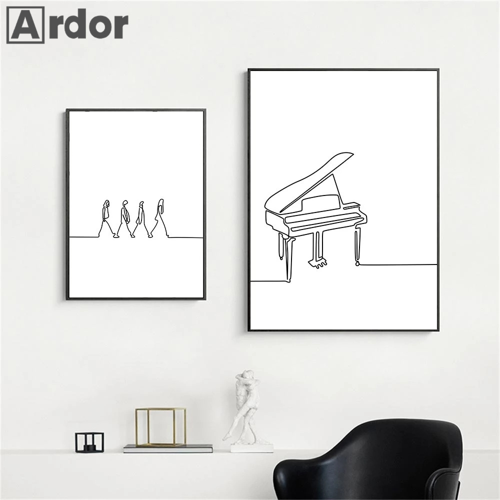 Nordic Piano Line Drawing Wall - огляд і ціна Musical Instrument Images