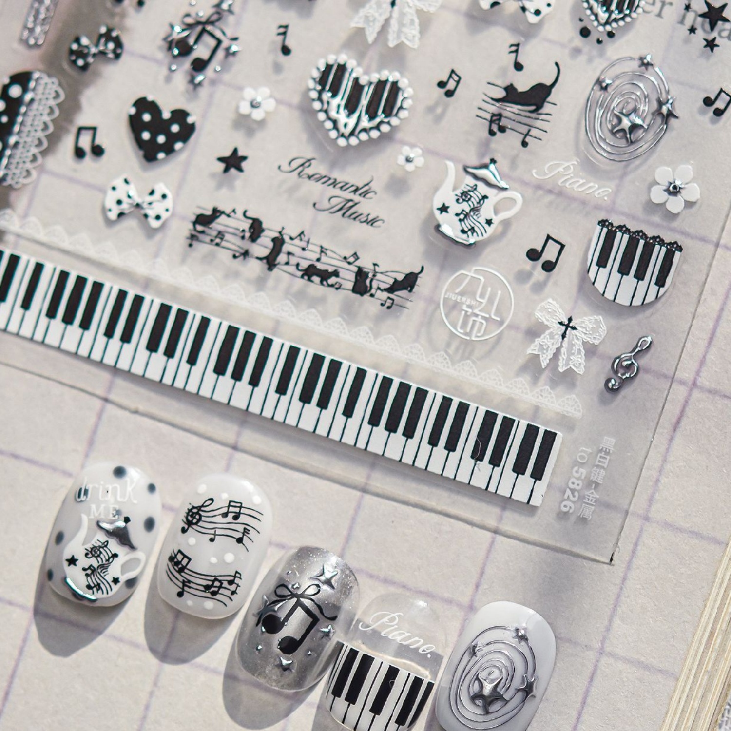 5D Music Theme Nail Art Sticke - огляд і ціна Musical Instrument Images