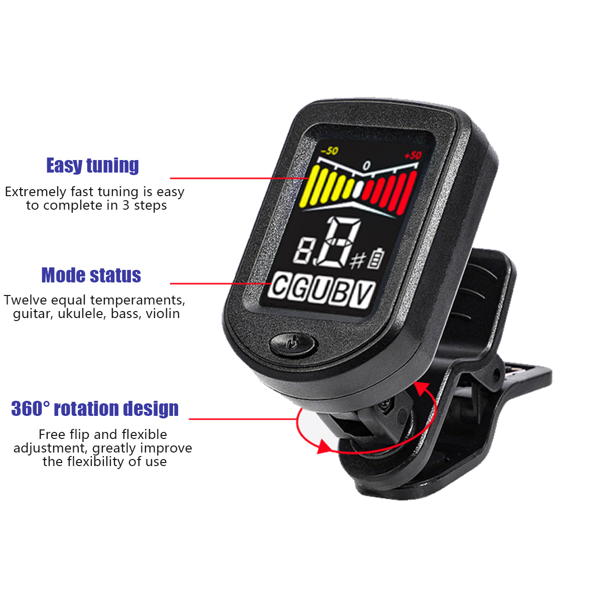 Clip-On Guitar Tuner with Regu - огляд і ціна Musical Instrument Art